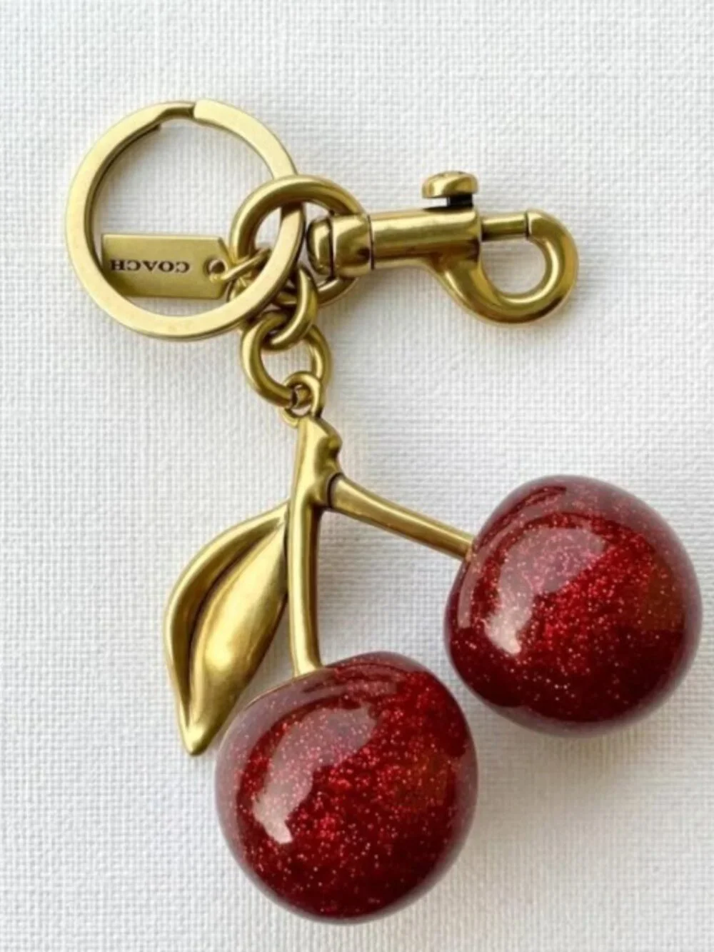 New Coach Signature Cherry Bag Charm – Luxury Keychain & Purse Accessory - Picture 4 of 4